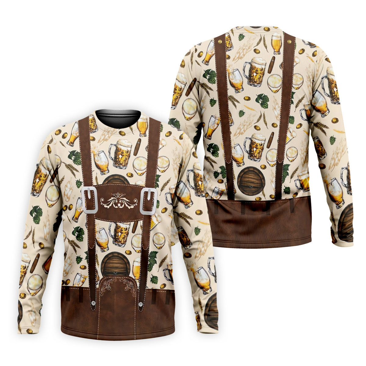Oktoberfest Lederhosen Beer Pattern Golf Polo Shirt, Hawaiian Golf Shirt, Mens Golf Polo