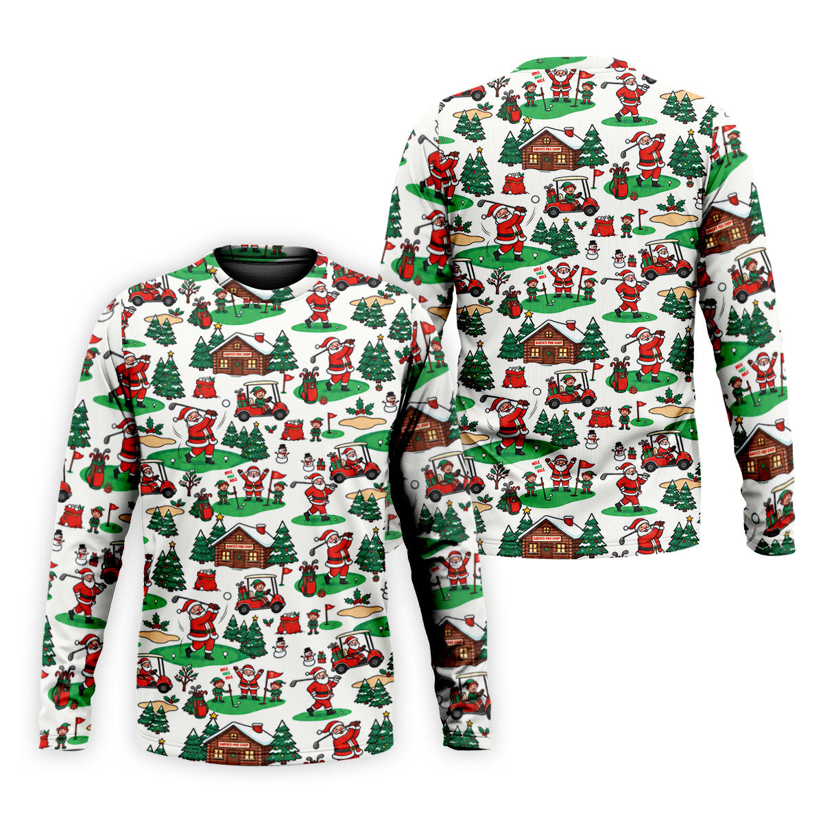 Santa Golf Cart And Elves Christmas Golf Shirt, Mens Golf Polo, Golf Shirts For Men