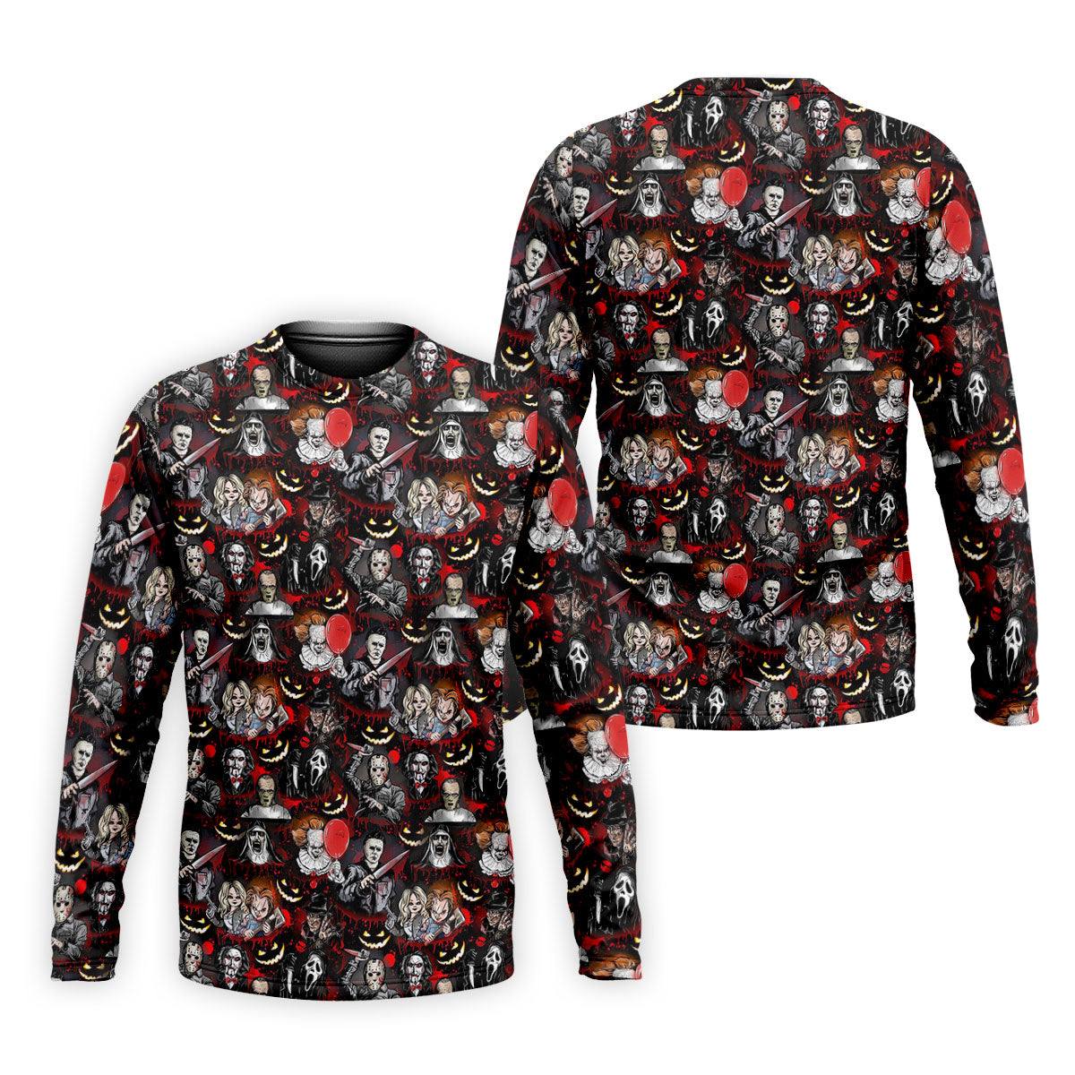 Horror Character Halloween Pattern Golf Polo Shirt, Mens Golf Shirts, Hawaiian Golf Shirt