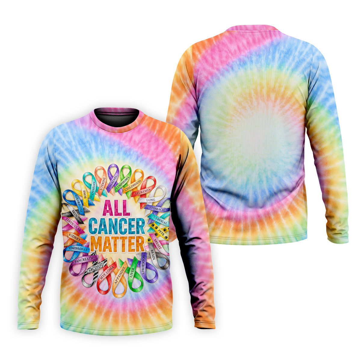 All Cancer Matter Colorful Ribbon Polo Shirt, Mens Golf Polo, Golf Apparel For Men