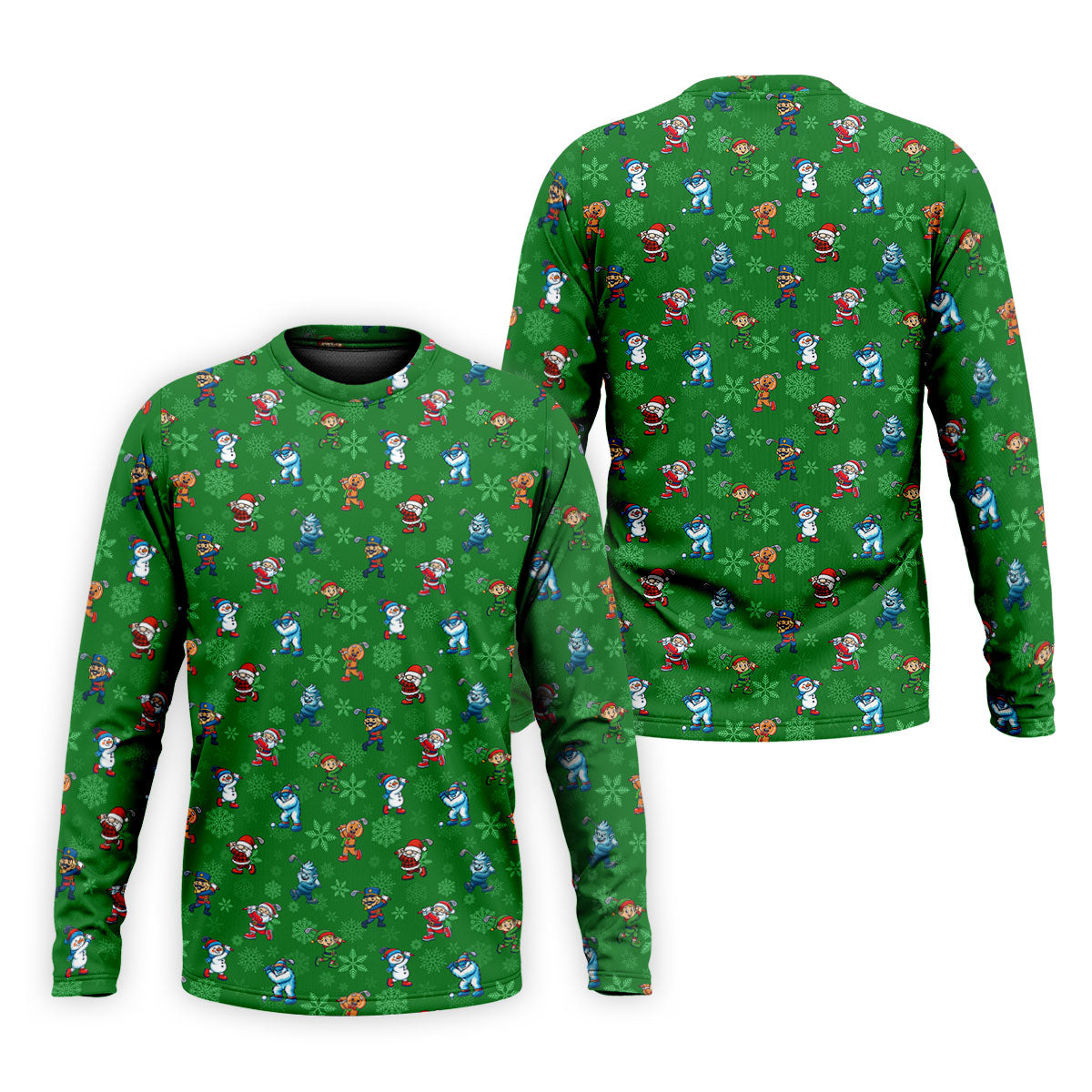 Funny Christmas Characters Golf Pose Green Golf Shirt, Christmas Golf Shirt, Polo Shirts For Men