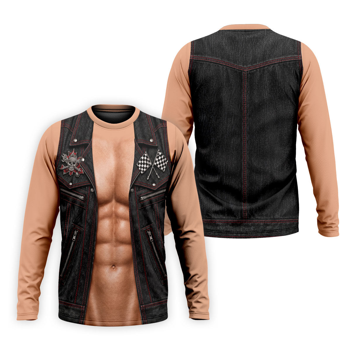Black Red Racing Leather Vest Golf Polo Shirt, Mens Golf Polo, Printed Golf Shirts