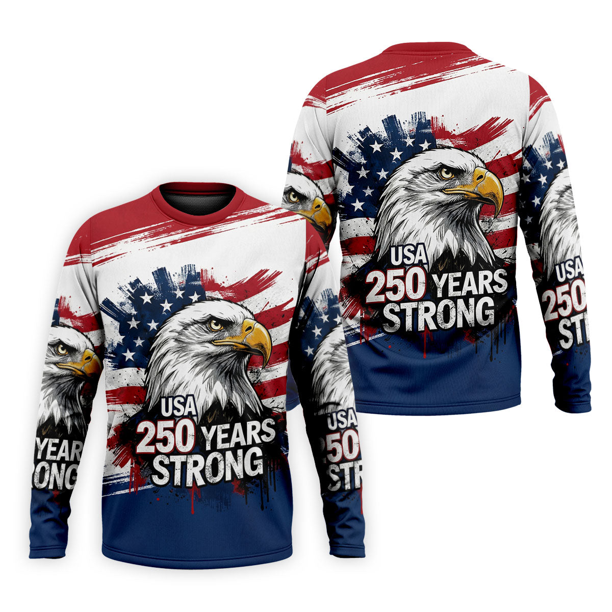 USA 250 Years Strong Bald Eagle American Flag Golf Shirt, Patriotic 4th Of July Golf Shirts For Men