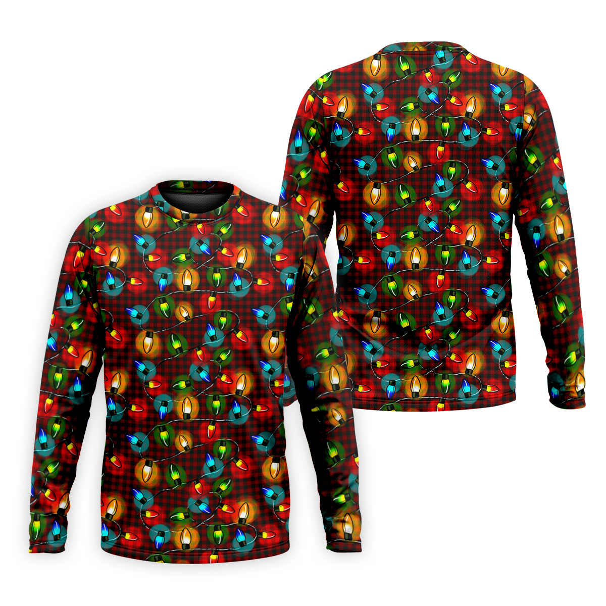 Colorful Christmas Light Plaid Men's Golf Polo Shirts, Christmas Golf Shirt, Polo Shirts For Men