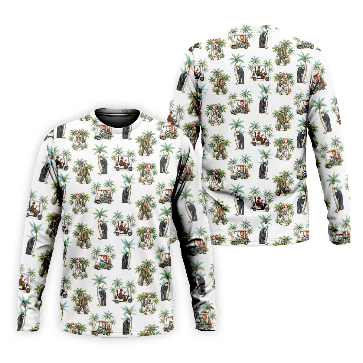 Tropical Horror Character Halloween Golf Shirt, Printed Golf Shirts, Golf Apparel For Men