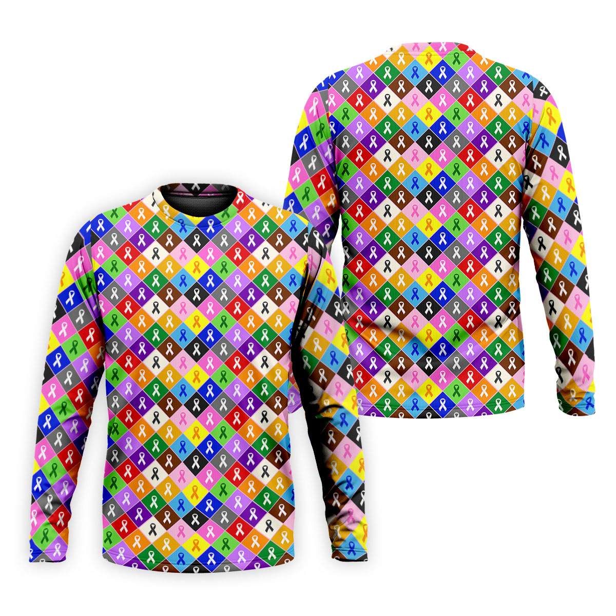 Colorful Awareness Ribbon Breast Cancer Golf Polo, Mens Golf Shirts, Printed Golf Shirts