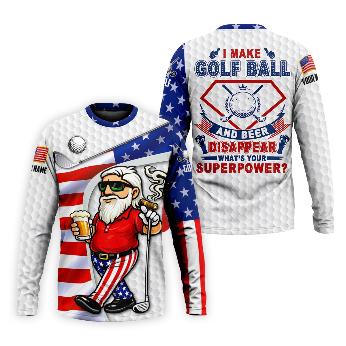 I Make Golf Ball And Beer Disappear Patriotic 4th Of July Funny Golf Shirt, 250 Years Golf Shirts For Men