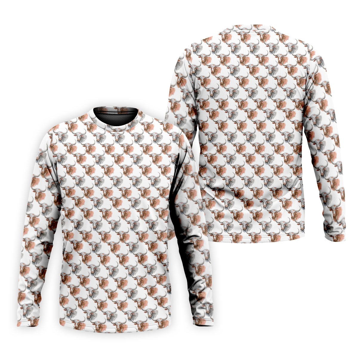 Longhorn Watercolor Pattern Golf Polo Shirt, Golf Apparel For Men, Hawaiian Golf Shirt