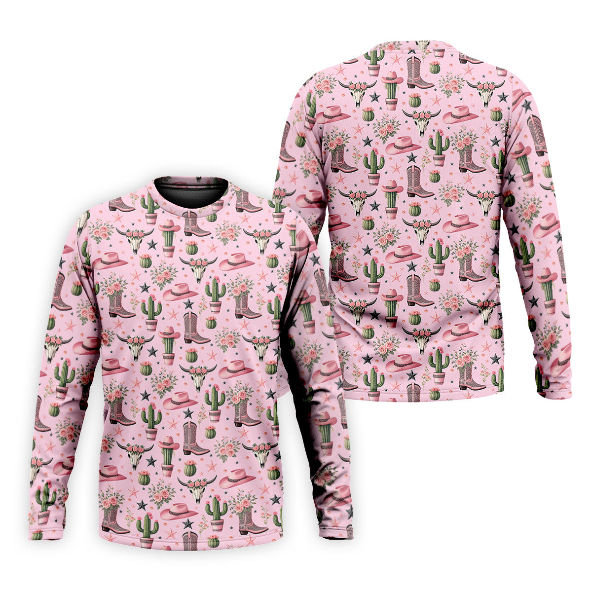 Pink Western Boots Roses Cactus Pattern Hawaiian Golf Shirt, Printed Golf Shirts, Mens Golf Apparel