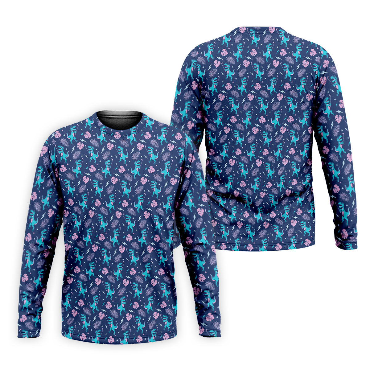 Funny Dinosaur Golfer Tropical Pattern Polo Shirt, Mens Golf Polo, Printed Golf Shirts