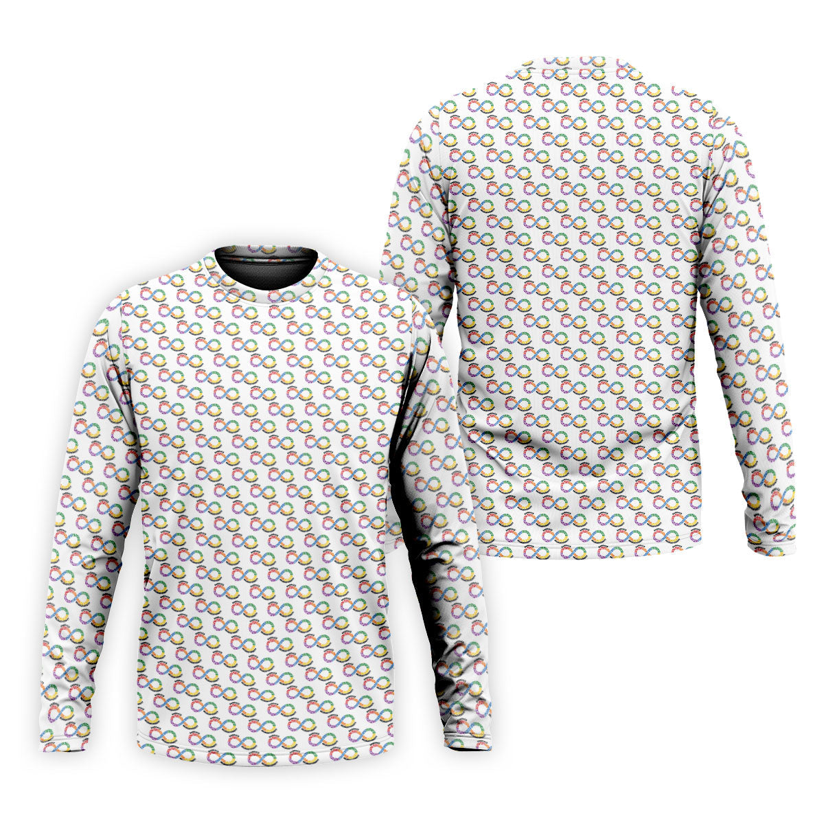 Embrace Neurodiversity Rainbow Infinity Symbol Autism Awareness White Golf Shirt, Golf Shirts For Men