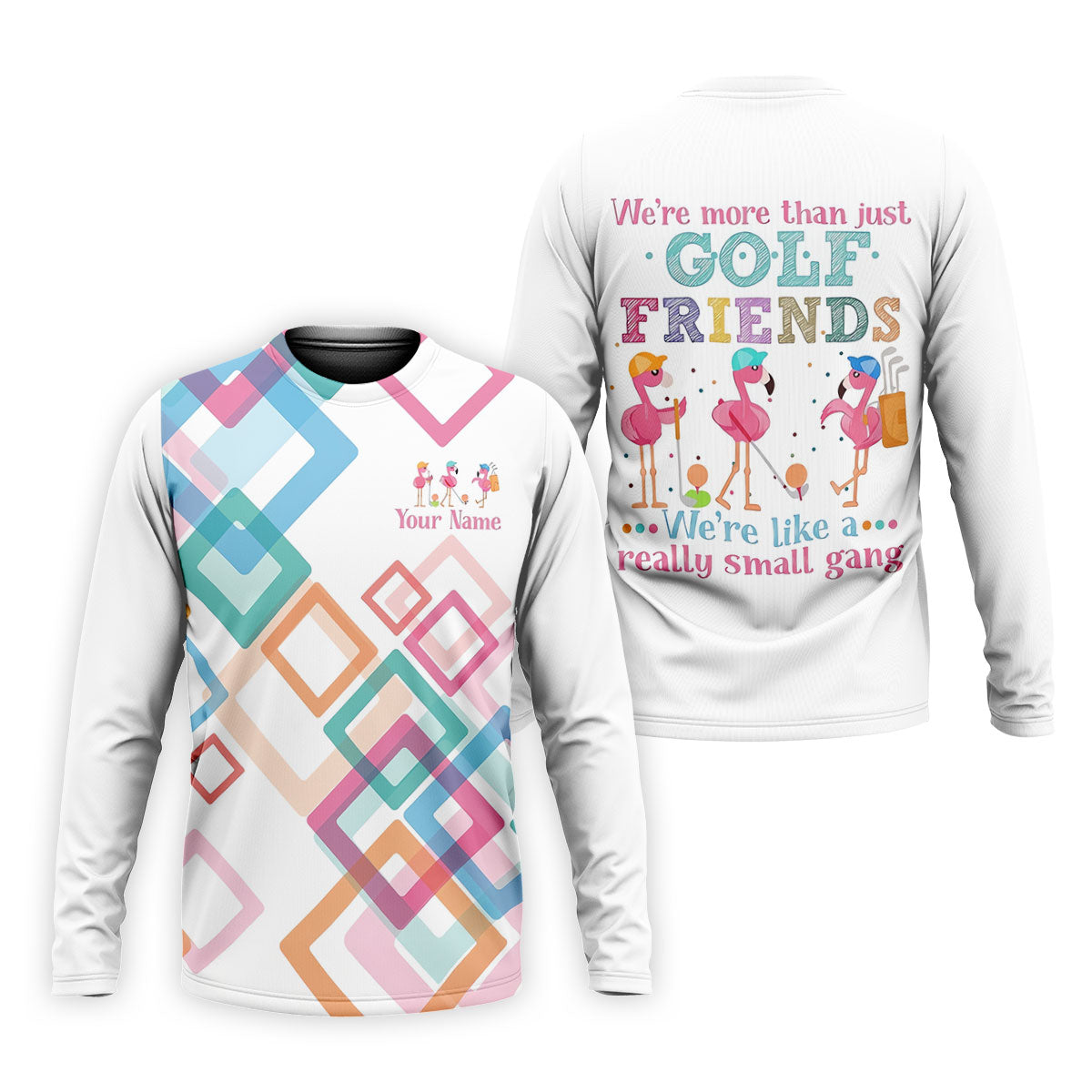 Personalized Flamingo Golf Polo Shirt, Golf Shirts For Men, Mens Golf Polo