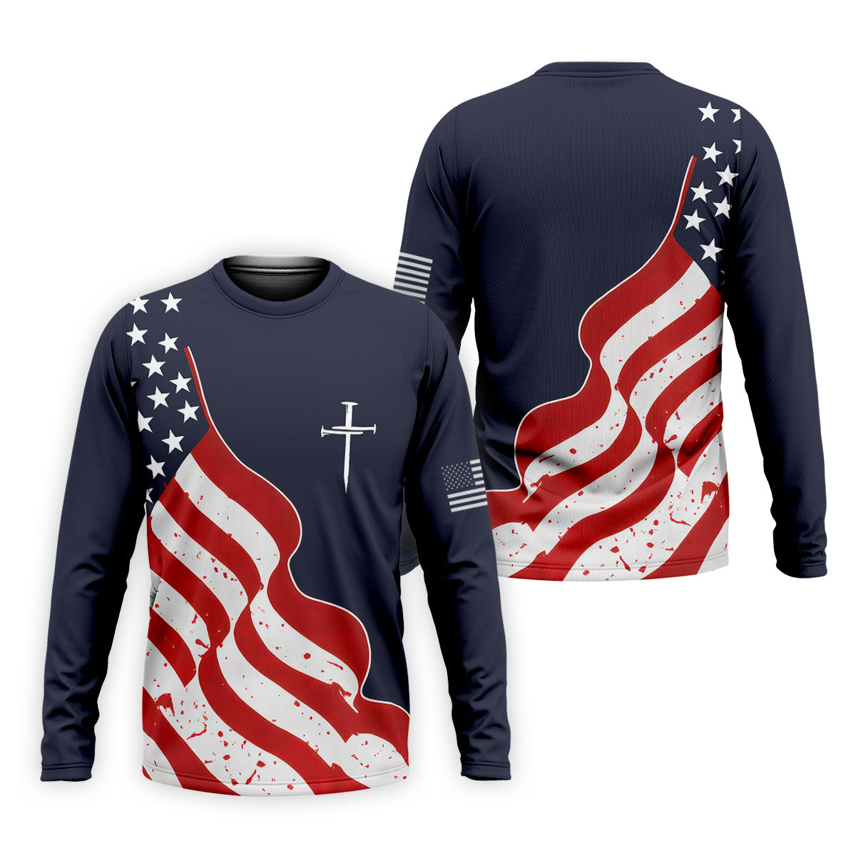 Faith Cross America 250th Anniversary 4th Of July Shirt, Patriotic Navy Golf Shirts For Men