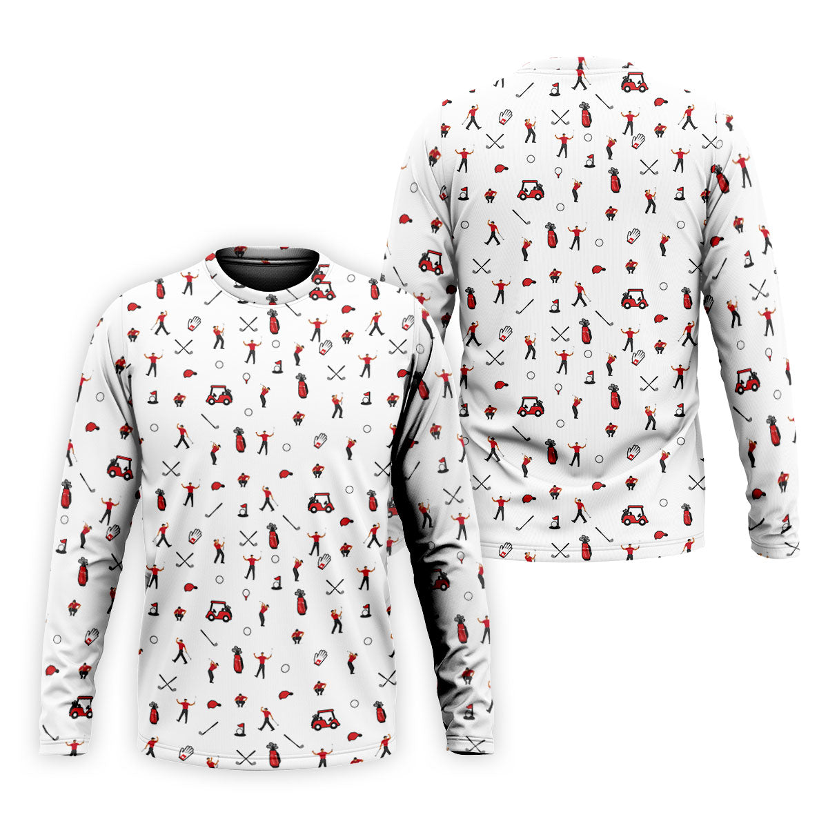 Golf Player Pattern Polo Shirt, Golf Polo Shirts For Men, Printed Golf Shirts