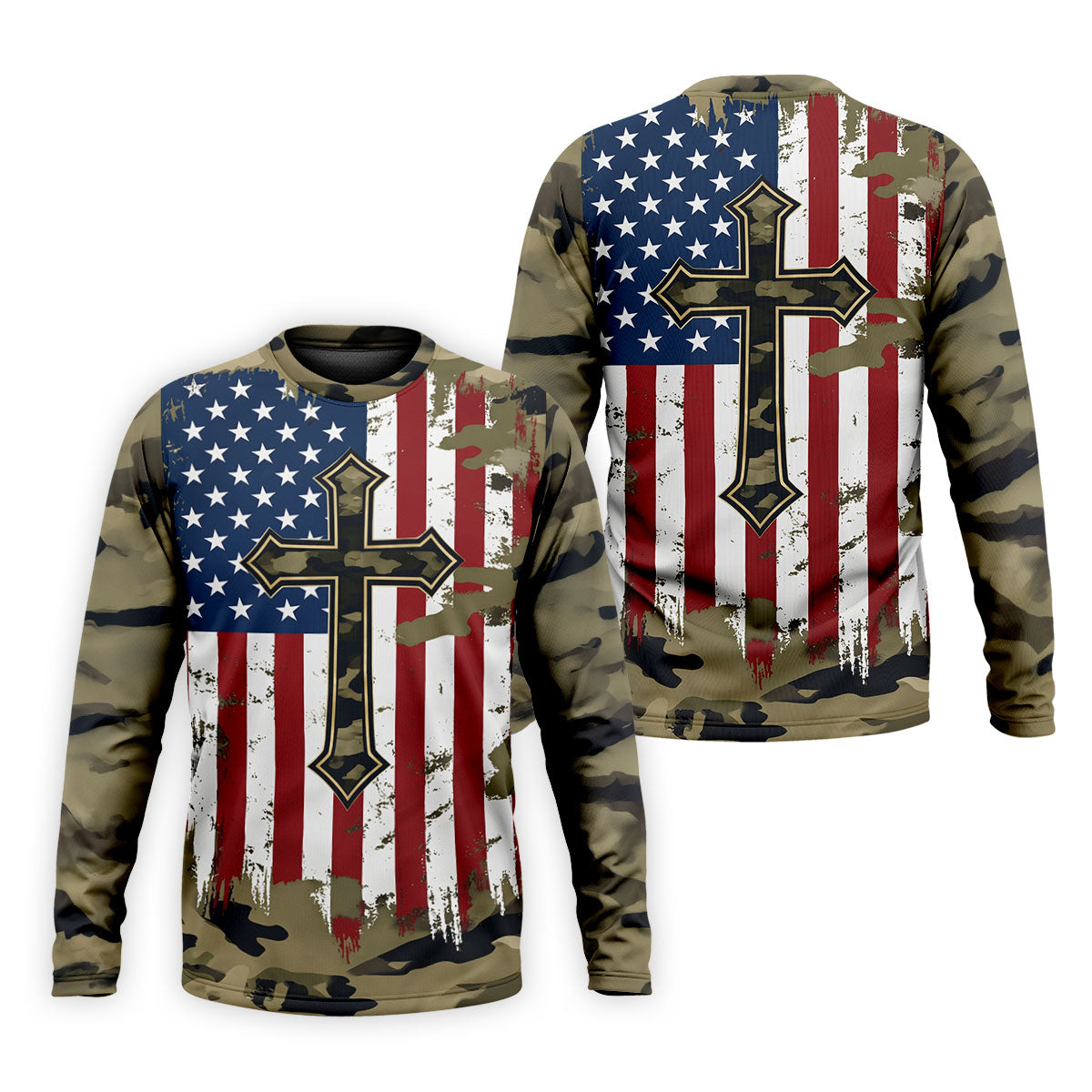 Faith Cross Green Camouflage US 250th Anniversary Golf Shirt, Patriotic Golf Shirt, Golf Shirts For Men