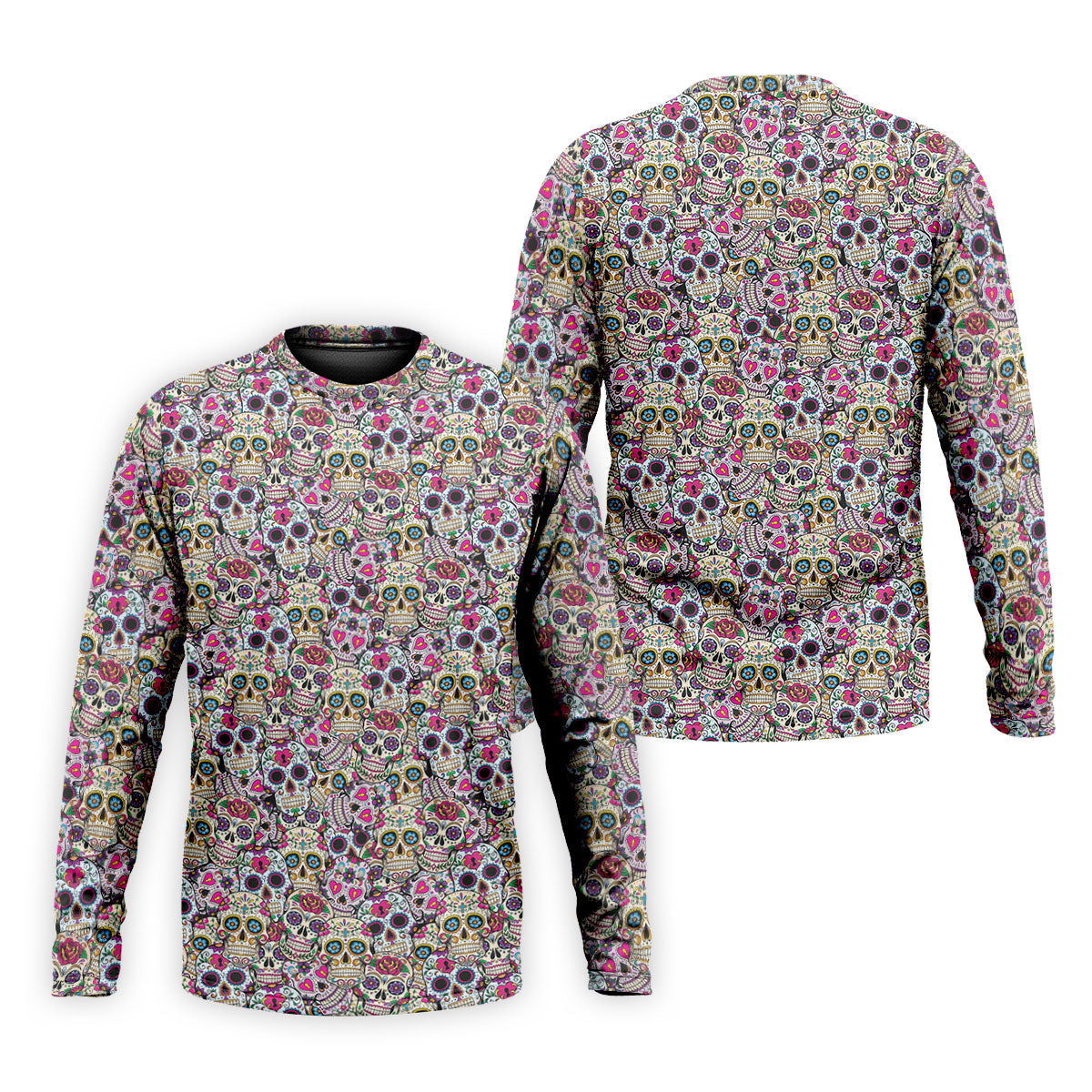 Colorful Sugar Skull Floral Golf Polo Shirt, Hawaiian Golf Shirt, Golf Polo Shirts For Men