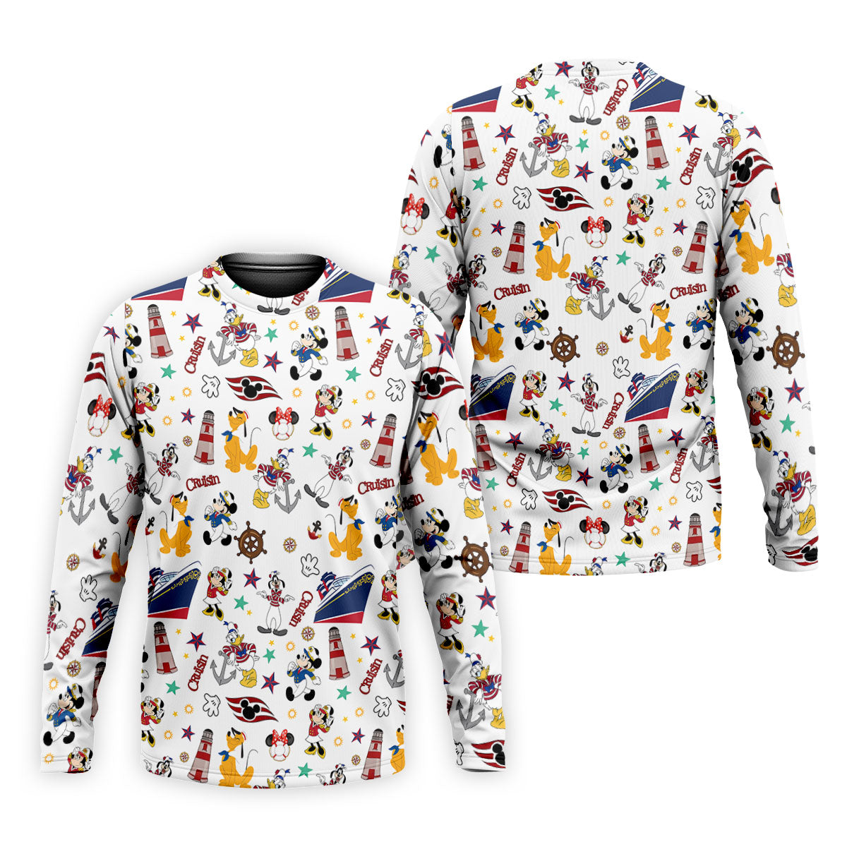 Cartoon Cruise Vacation Pattern Golf Polo Shirt, Hawaiian Golf Shirt, Golf Polo Shirts For Men