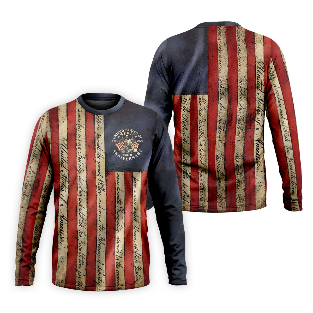USA 250th Anniversary Distressed Flag Patriotic Golf Shirt, 4th Of July Golf Shirts For Men