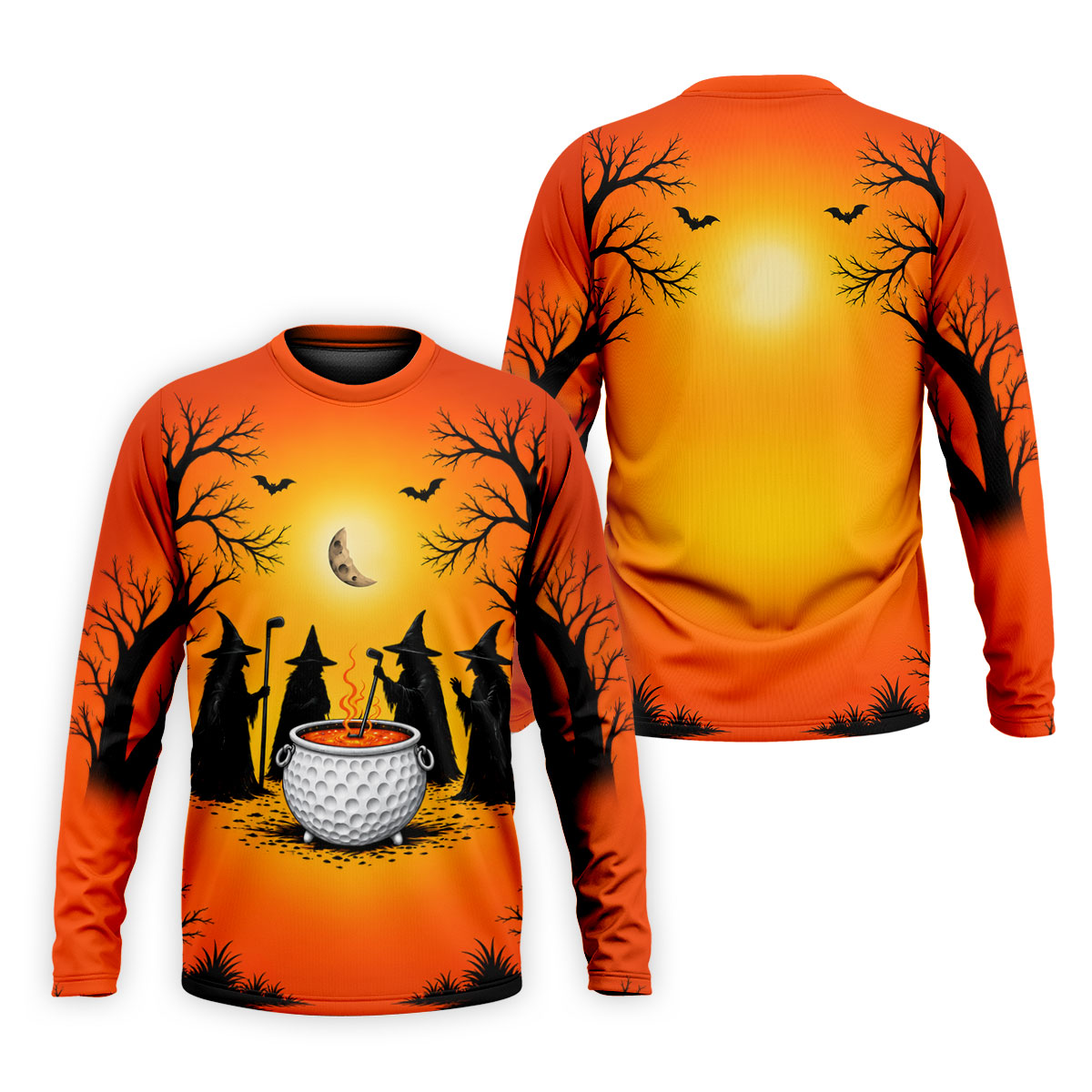 Witch Cauldron Halloween Golf Polo Shirt, Halloween Shirts For Men, Mens Golf Polo