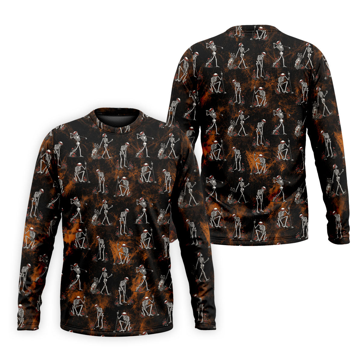 Skeleton Golfer Floral Halloween Polo Shirt, Hawaiian Golf Shirt, Mens Golf Shirts