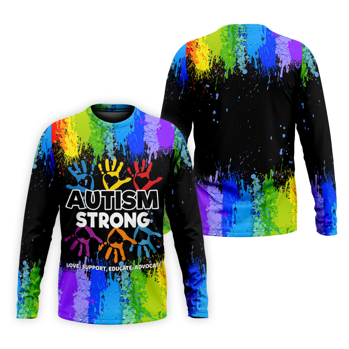 Autism Strong Rainbow Paint Splatter Golf Tops For Men, Autism Awareness Colors Golf Shirts For Men