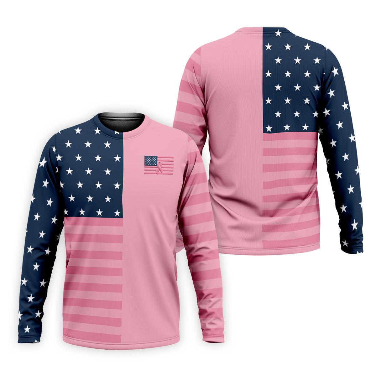 Printed Pink USA Flag Breast Cancer Polo Shirt, Polo Shirts For Men, Printed Golf Shirts