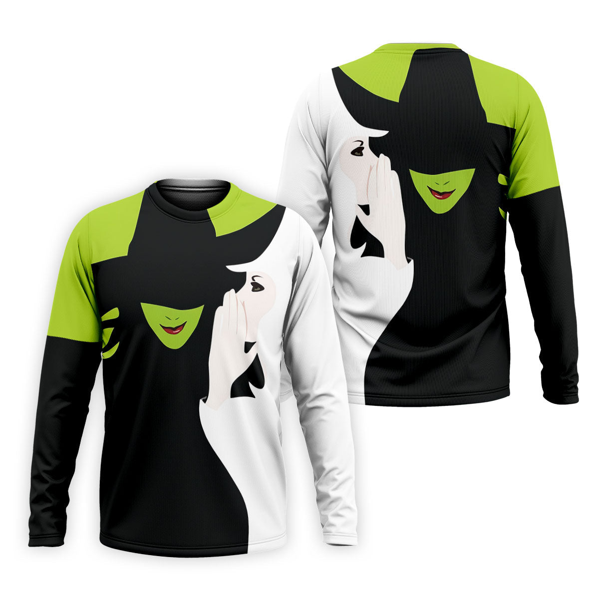 Green & White Witch Faces Halloween Golf Polo Shirt, Golf Apparel, Mens Golf Shirt