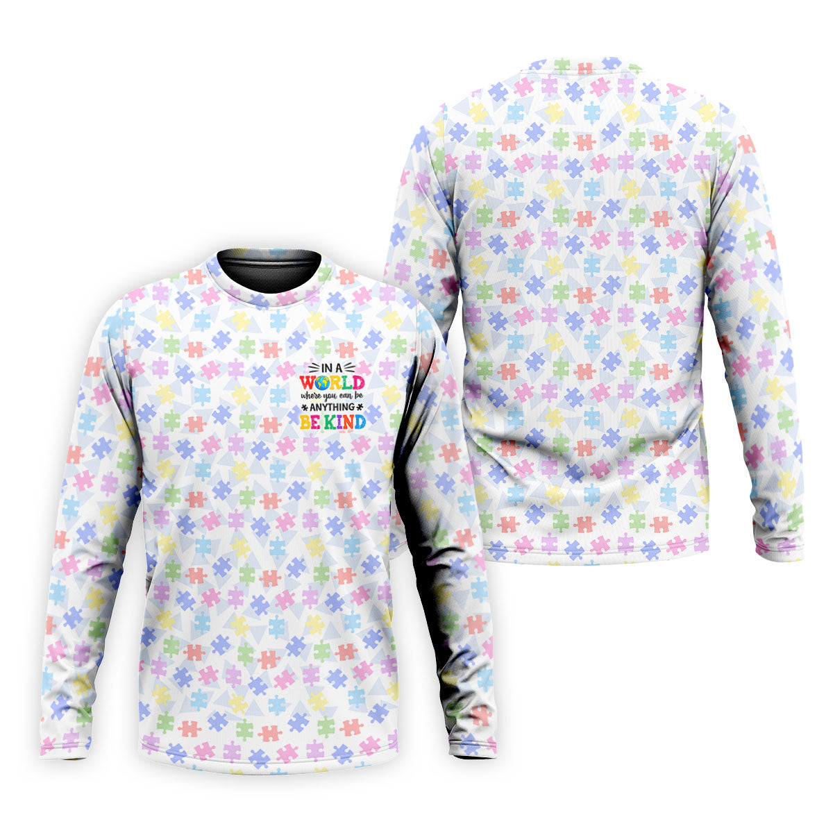 In A World Where You Can Be Anything Be Kind Autism Puzzle Golf Shirts For Men, Polo Shirts For Men