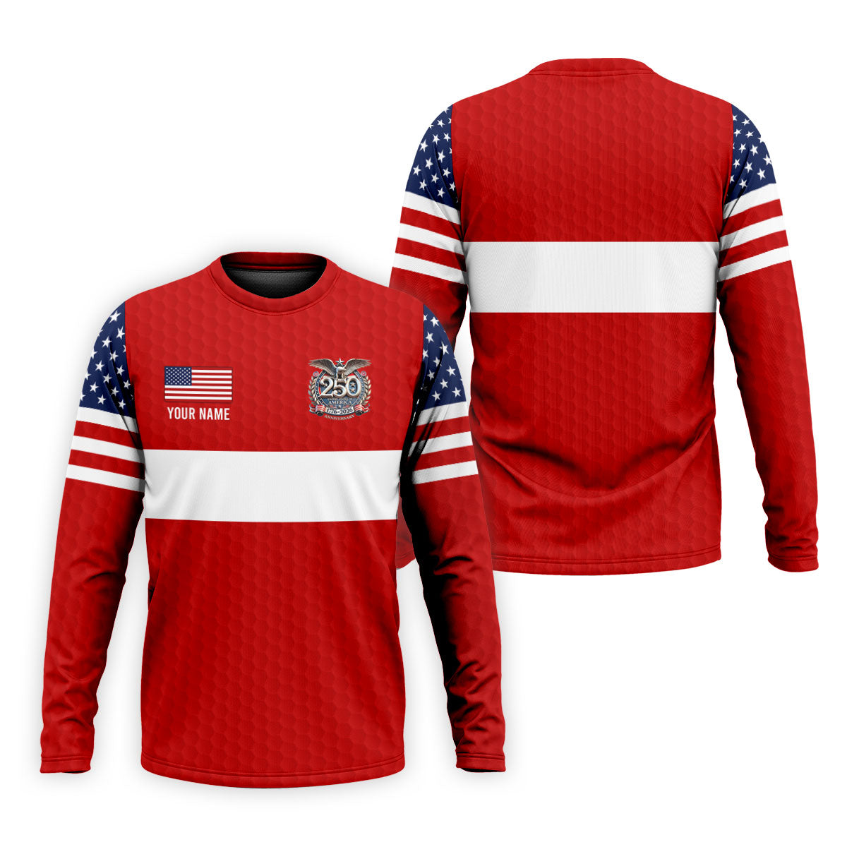 250 Years Red White Blue Stars And Stripes Golf Shirt, Patriotic 4th Of July Golf Shirts For Men