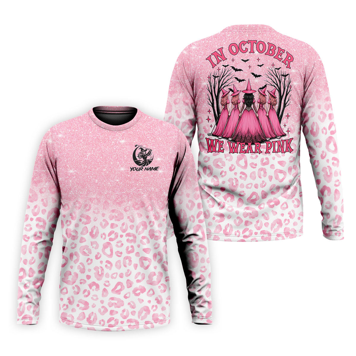 Custom Name In October We Wear Pink Halloween Golf Shirt, Men's Golf Shirt, Hawaiian Golf Shirt