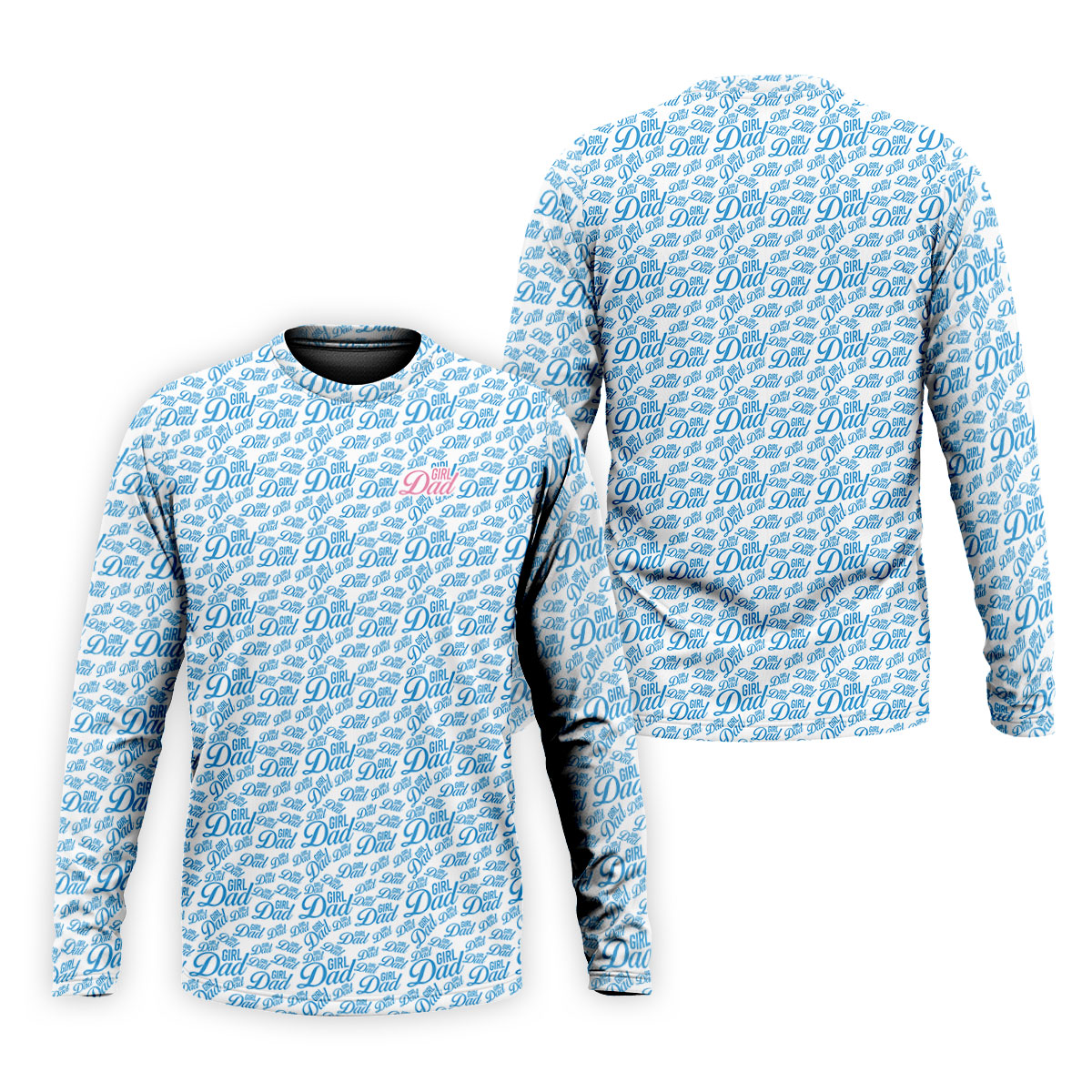 Blue Girl Dad All Over Print Golf Polo Shirt, Printed Golf Shirts, Golf Apparel For Men