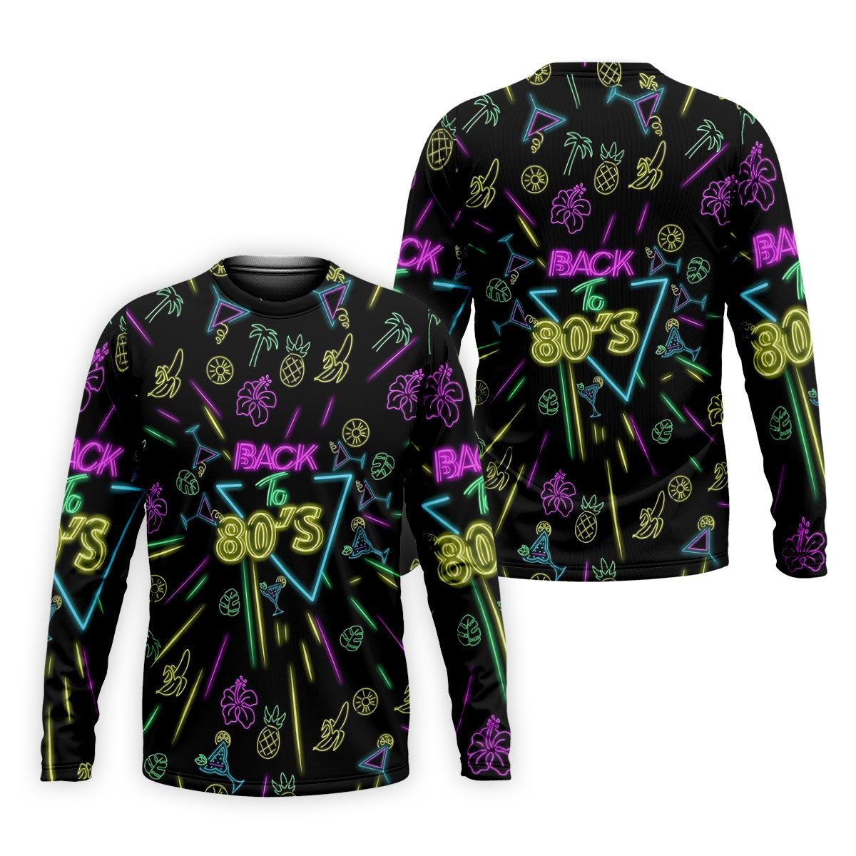 Back To 80's Neon Pattern Hawaiian Golf Shirt, Tropical Vibe Men's Funny Golf Shirts
