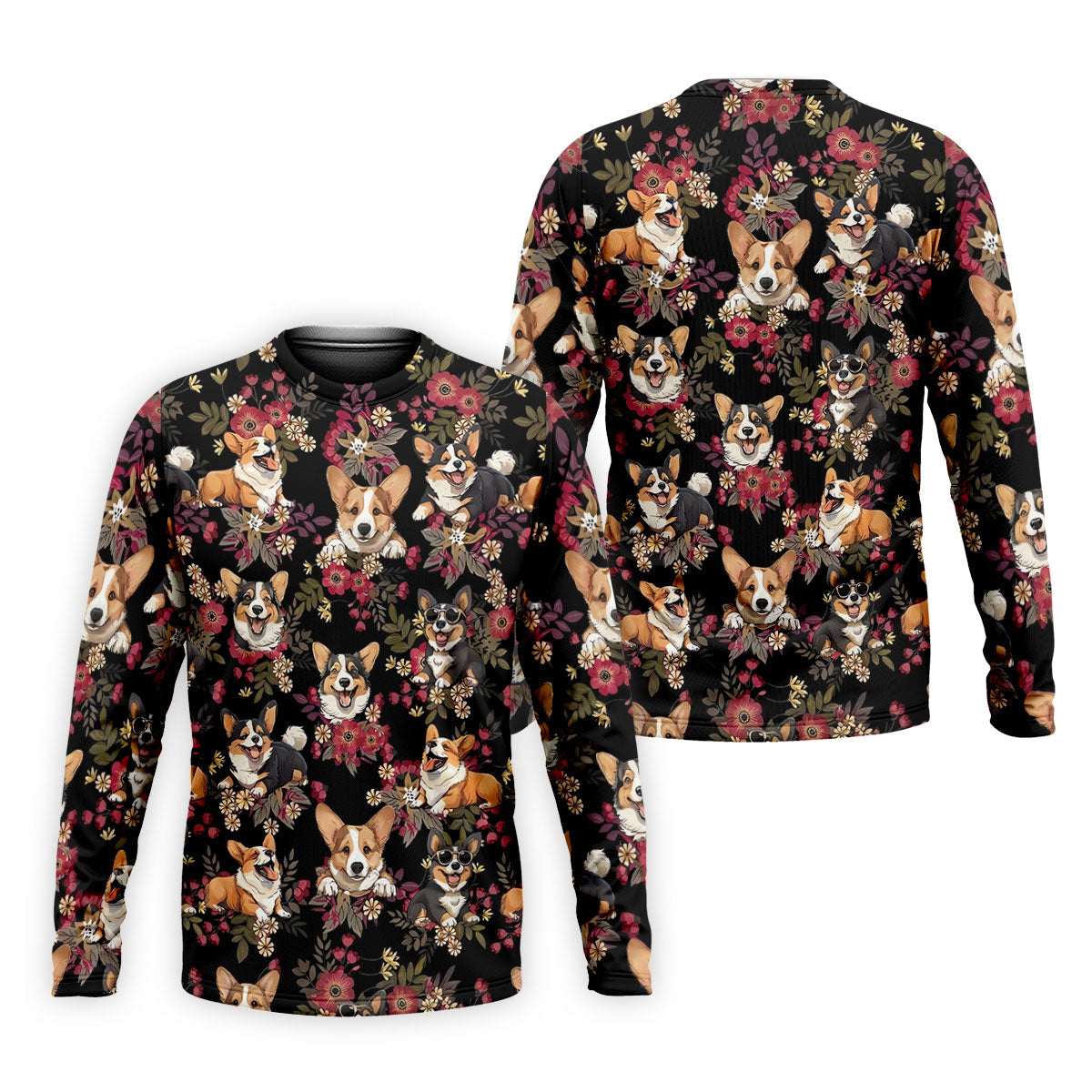 Cute Corgi Floral Hawaiian Pattern Polo Shirt, Mens Golf Polo, Funny Golf Shirt