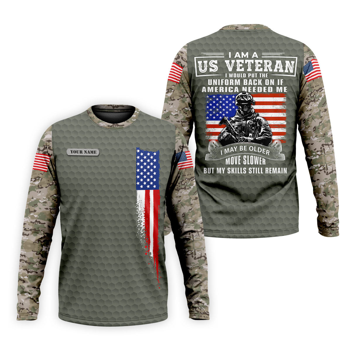 I Am A US Veteran American Flag Camo Golf Shirt, 250 Years 4th Of July Golf Shirts For Men