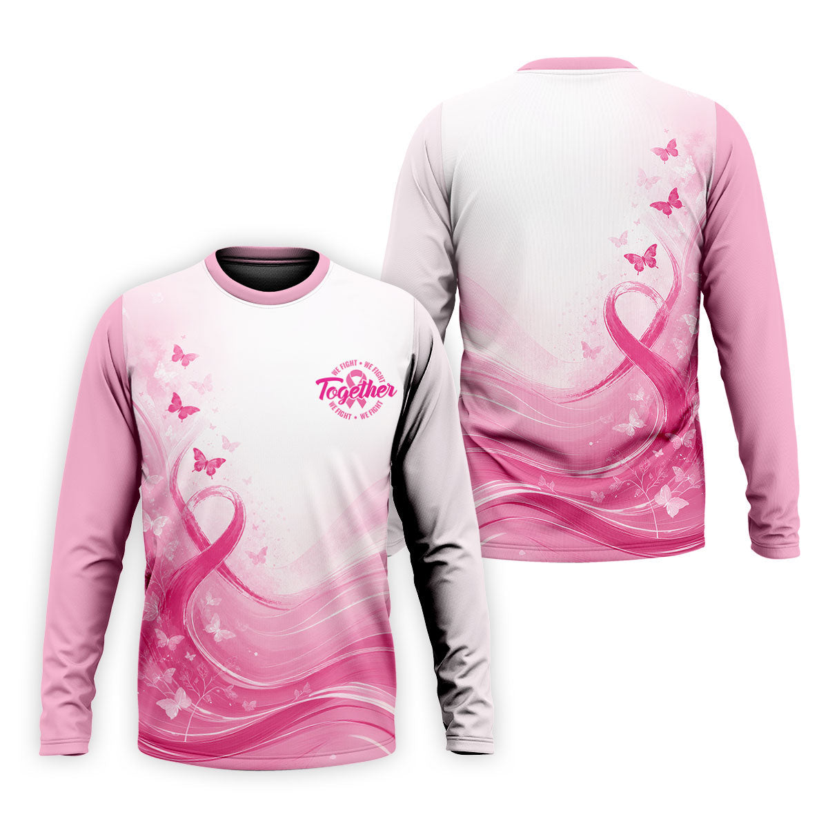 Custom Together We Fight Butterfly Breast Cancer Polo Shirt, Mens Golf Polo, Printed Golf Shirts