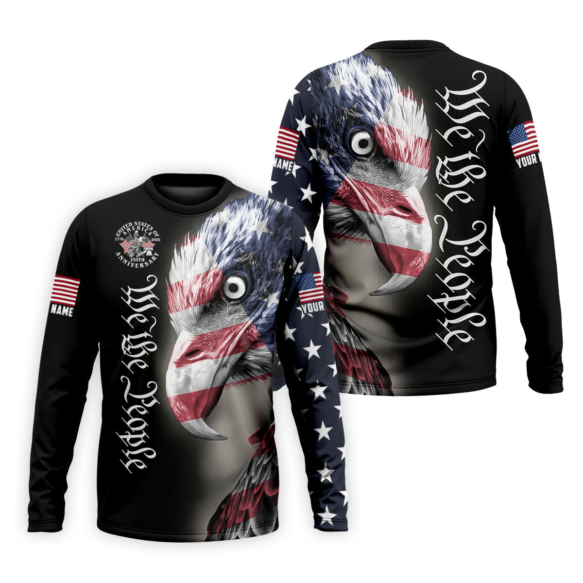 We The People Patriotic Bald Eagle American Flag Golf Shirt, 4th Of July Golf Shirts For Men