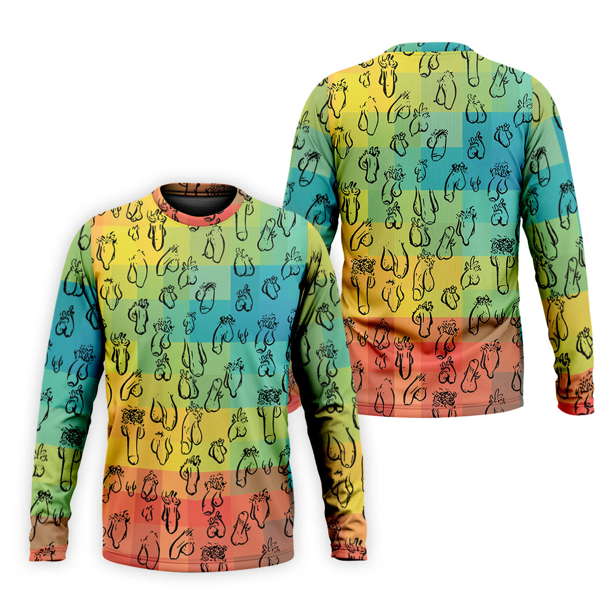 Funny Penis Doodle Color Block Golf Polo Shirt, Men's Golf Polo, Printed Golf Shirts