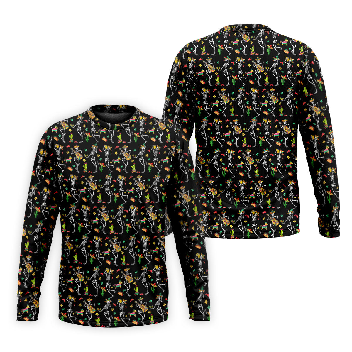 Dia De Muertos Skeletons Cinco De Mayo Celebration Fiesta Themed Black Golf Shirts For Men