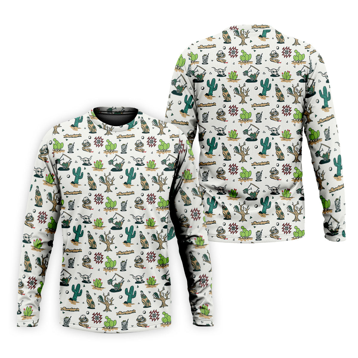 White Desert Golf Icons Pattern Golf Polo Shirt, Hawaiian Golf Shirt, Golf Polo Shirts For Men