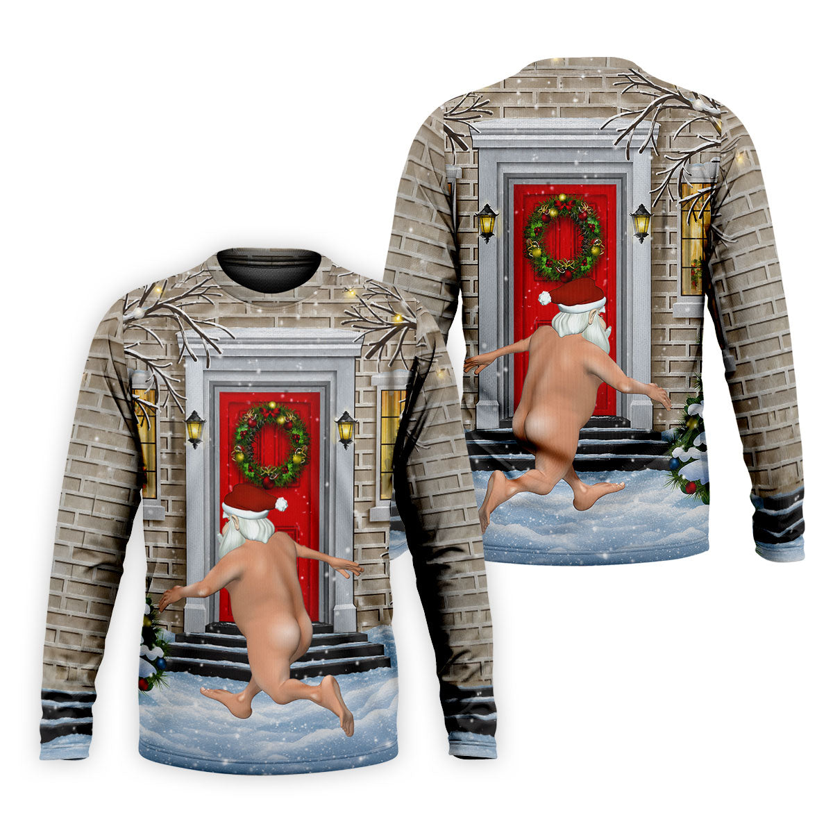 Men's Streaking Santa Doorbell Golf Shirt, Christmas Golf Shirt, Golf Apparel For Men