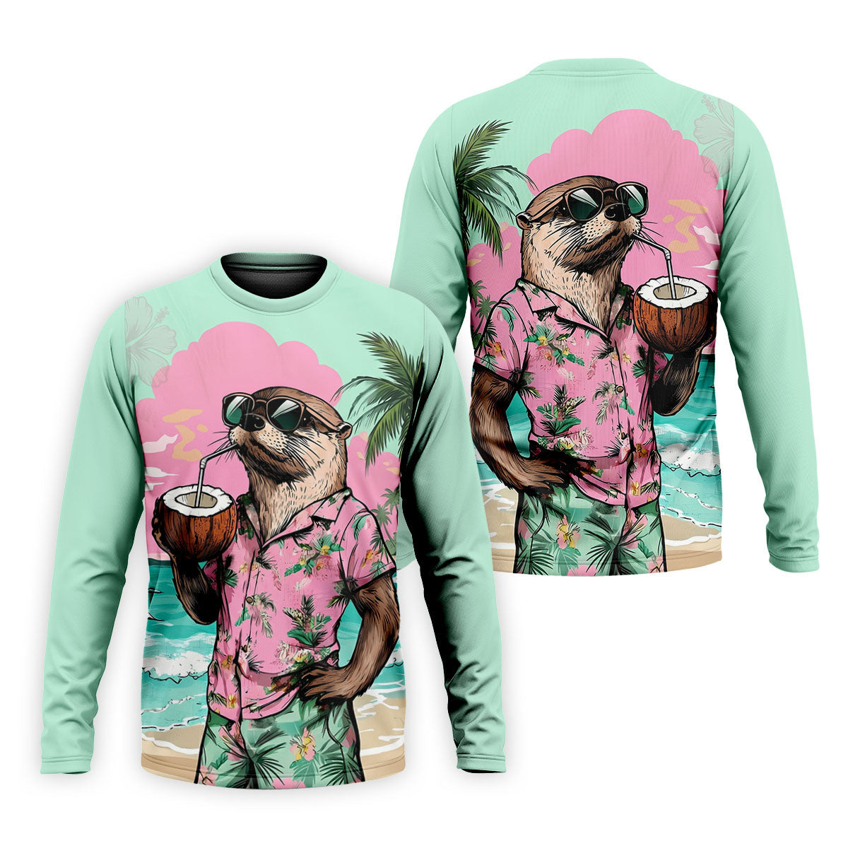 Funny Otter Tropical Summer Hawaiian Golf Shirt, Polo Shirts For Men, Golfing Apparel