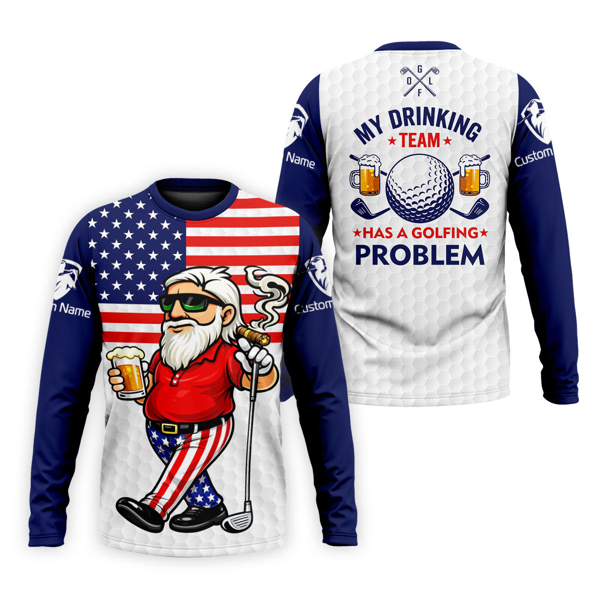 My Drinking Team Has A Golfing Problem Patriotic Man Golf And Beer 250 Years 4th Of July Golf Shirts For Men