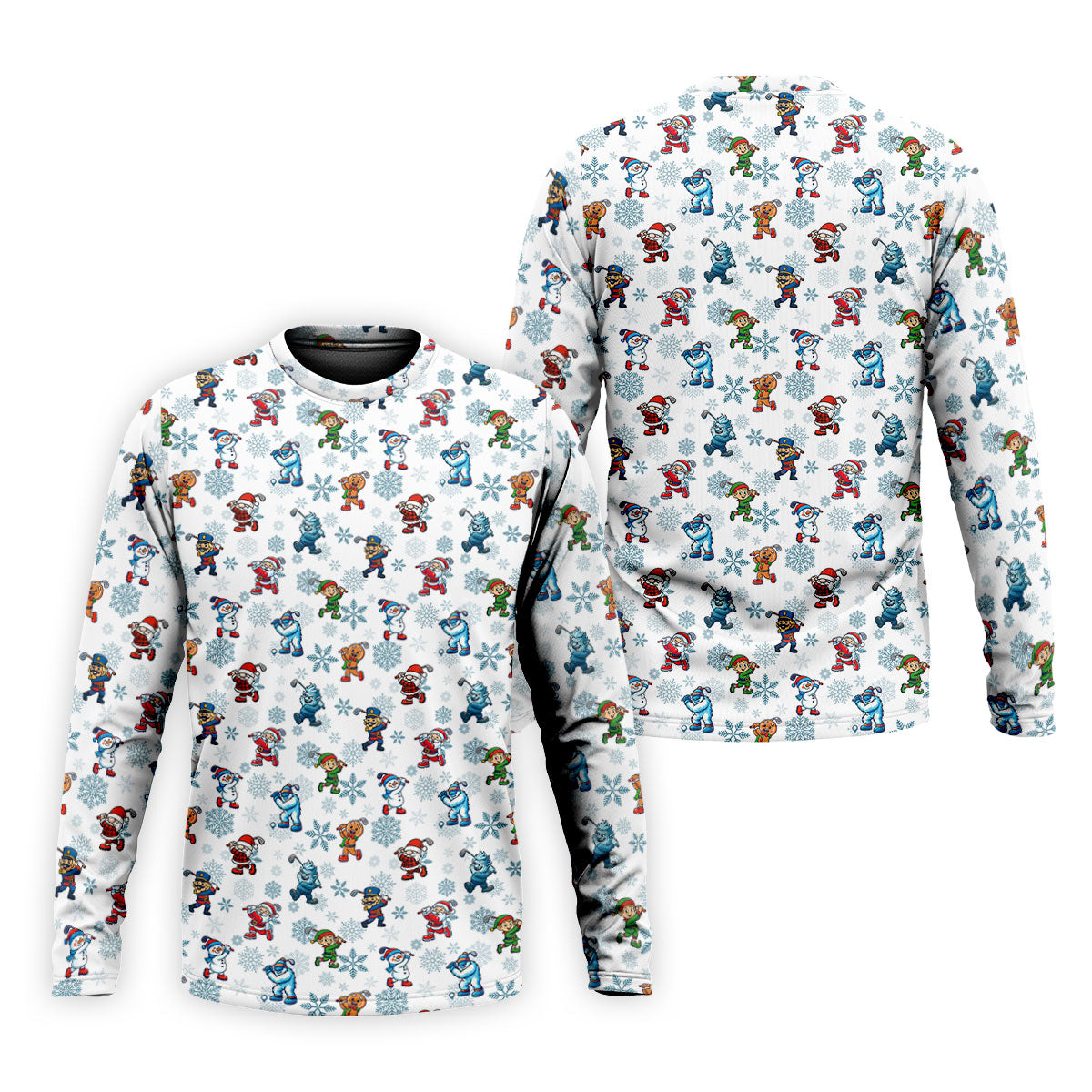 Christmas Characters Golf Pose Men's Funny Golf Shirts, Christmas Golf Shirt, Polo Shirts For Men