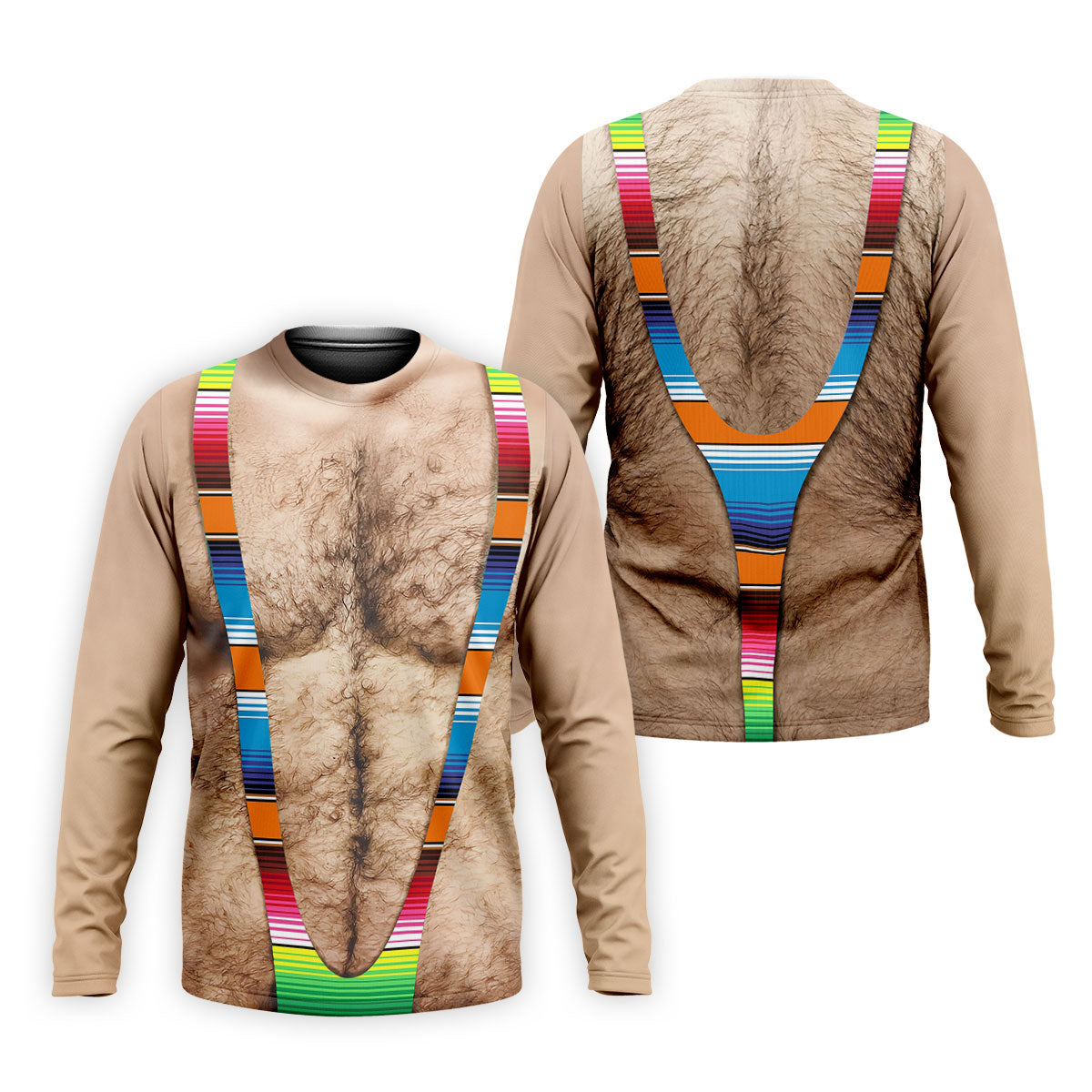 Hairy Body Serape Pattern Funny Cinco De Mayo Golf Tops For Men, Golf Shirts For Men