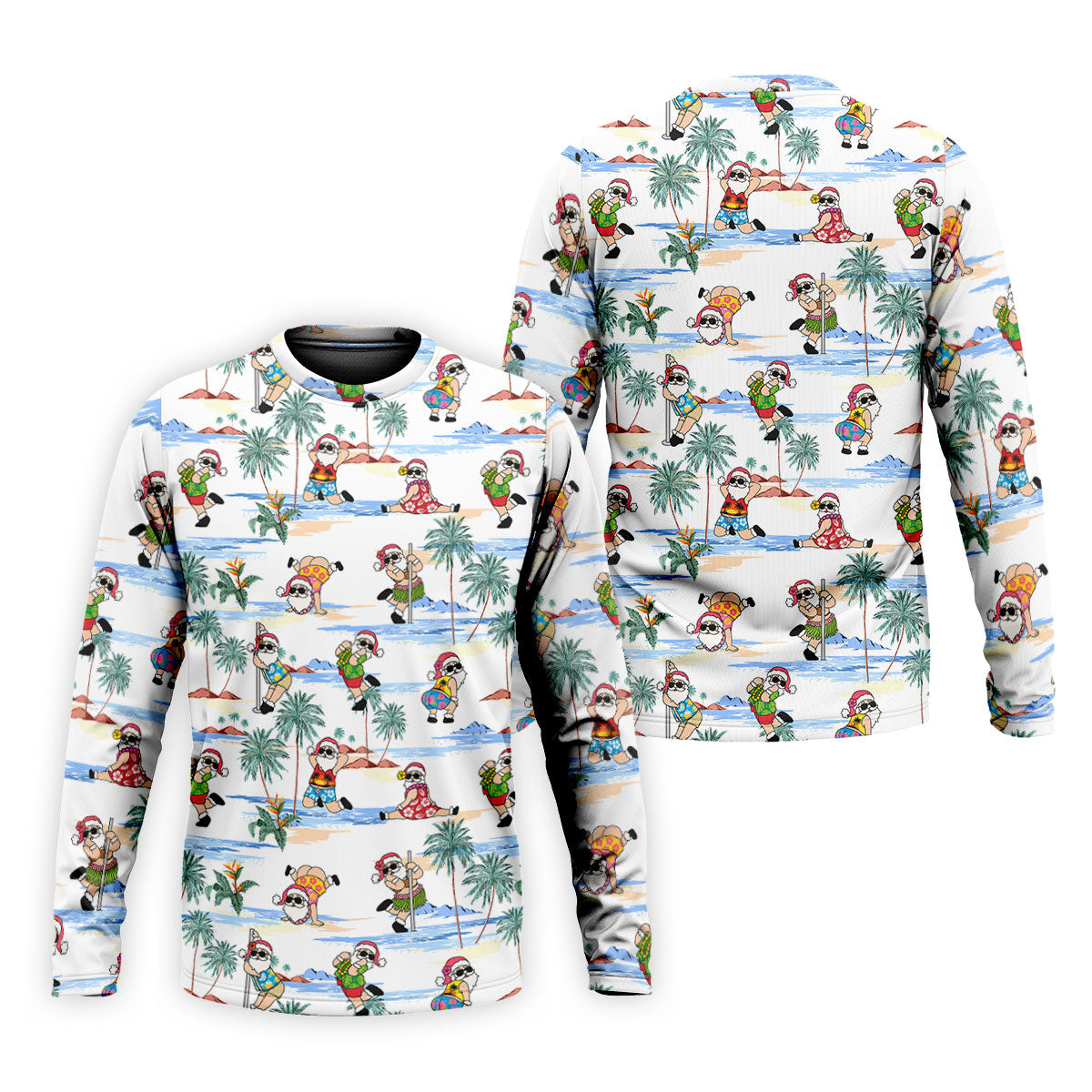 Beach Party Santa Christmas Golf Shirt, Men's Golf Shirt, Printed Golf Shirts, Hawaiian Golf Shirt
