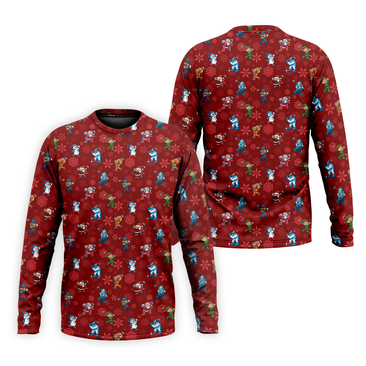 Funny Christmas Characters Golf Pose Red Golf Shirt, Christmas Golf Shirt, Polo Shirts For Men