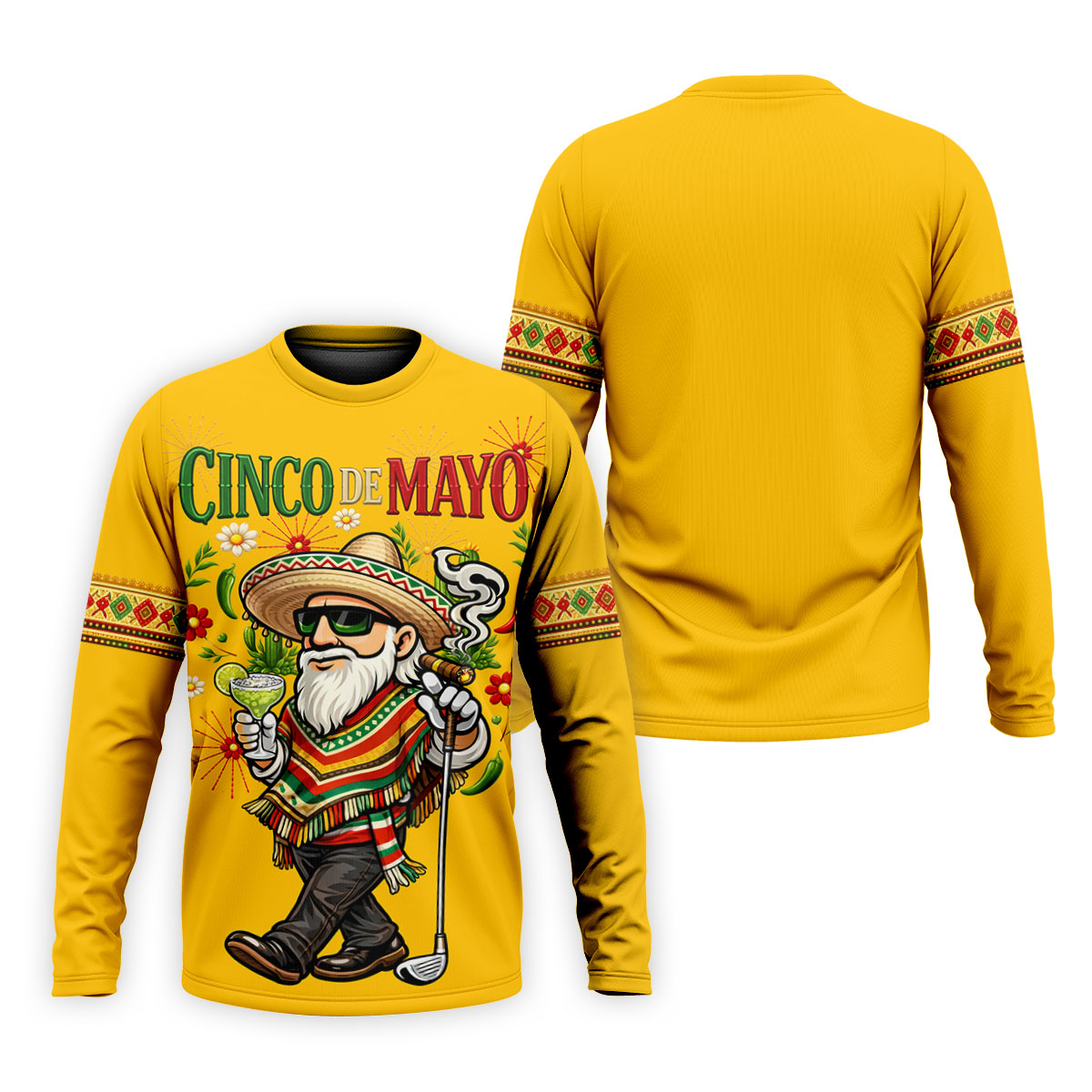 Margarita Man Cinco De Mayo Celebration Yellow Golf Shirt, Fiesta Theme Golf Shirts For Men