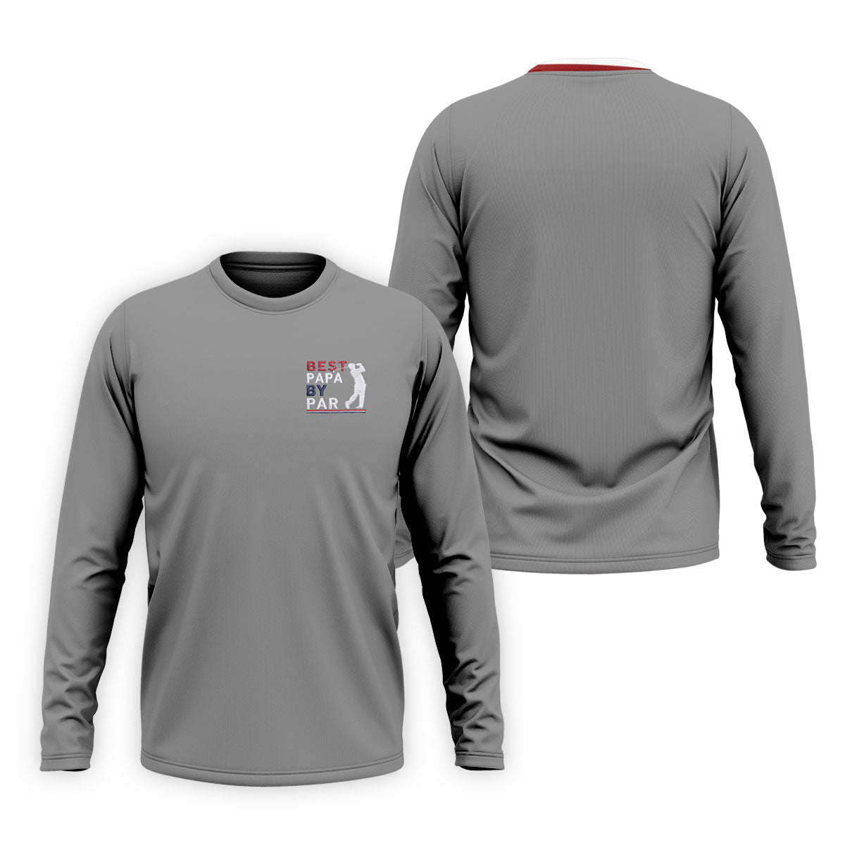 Gray Best Papa By Par Embroidered Golf Polo Shirt, Golf Polo Shirts For Men, Mens Golf Shirts