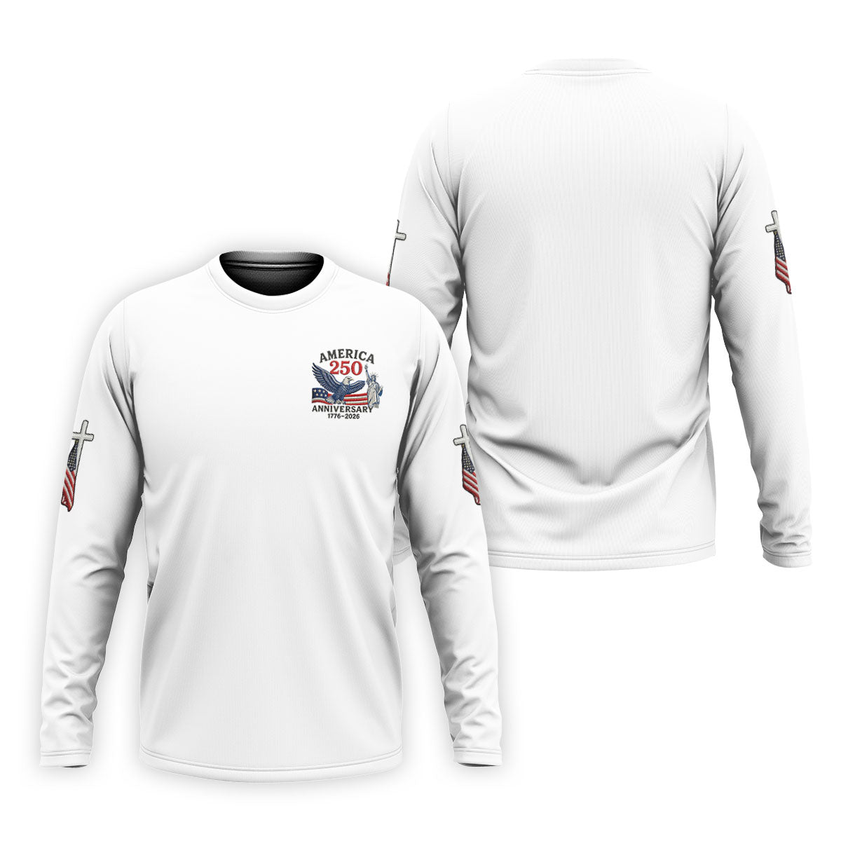Faith Cross Bald Eagle America 250 Anniversary Patriotic Golf Shirt, Golf Shirts For Men