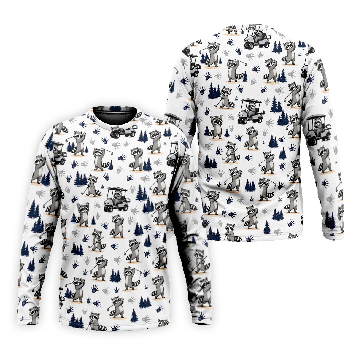 Funny Raccoon Golf Cart Pattern Polo Shirt, Men's Golf Shirt, Golf Apparel For Men